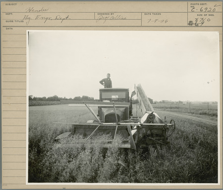 Header. Agricultural Engineering Department. Ordered by Professor Collins. 7-8-26.