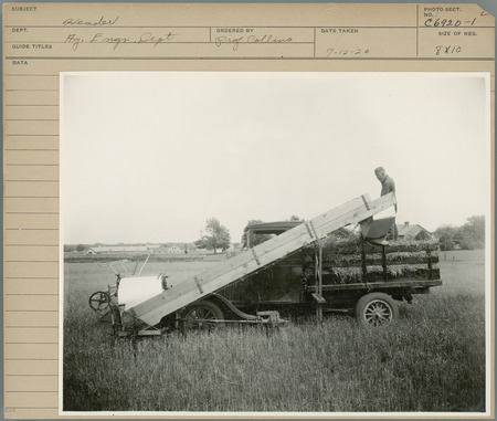 Header. Agricultural Engineering Department. Ordered by Professor Collins. 7-12-26.