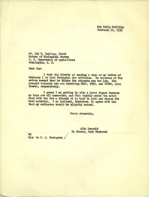 Aldo Leopold letter to Darling, February 11, 1935