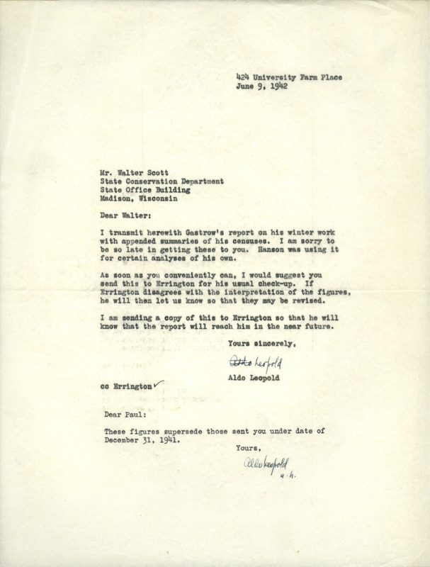 Aldo Leopold letter to Scott, June 9, 1942
