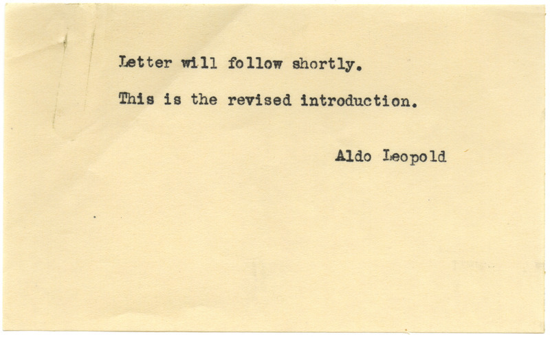 Aldo Leopold letter to Paul Errington, December 1947