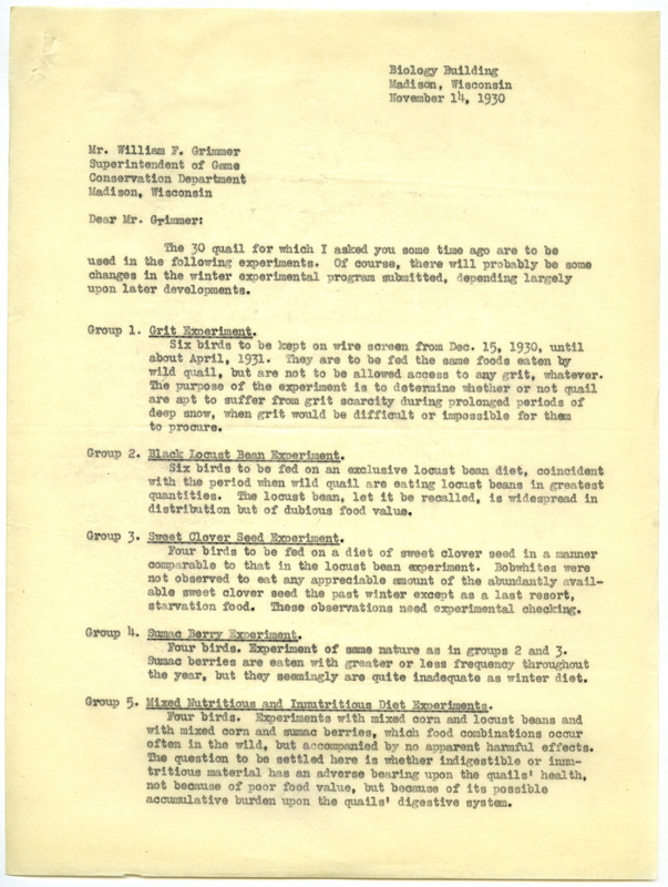 Paul L. Errington letter, November 14, 1930