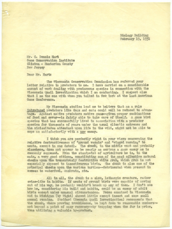 Paul L. Errington letter, February 2, 1931