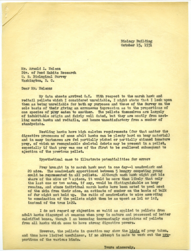 Paul L. Errington letter, October 15, 1931