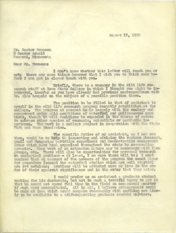 Paul L. Errington letter, August 17, 1932