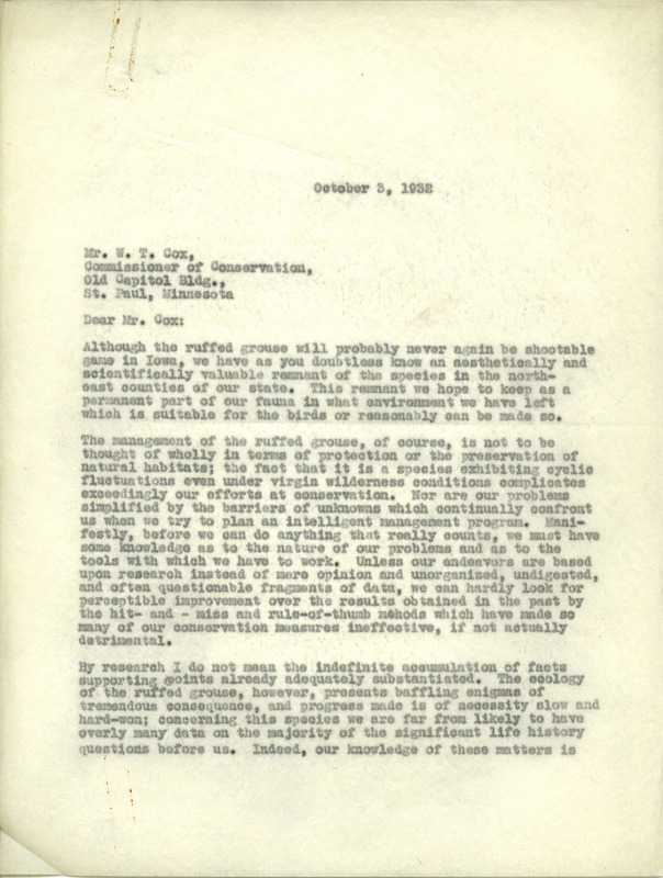 Paul L. Errington letter 2, October 3, 1932
