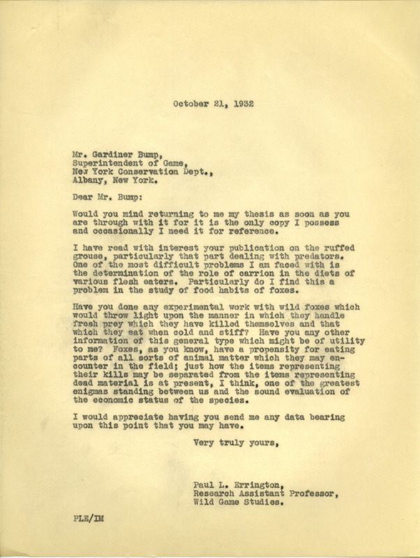 Paul L. Errington letter, October 21, 1932