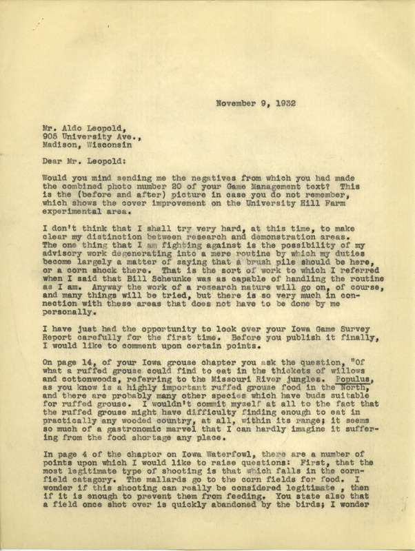 Paul L. Errington letter, November 9, 1932