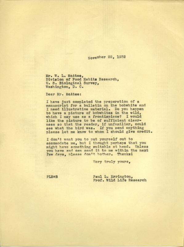 Paul L. Errington letter, November 22, 1932