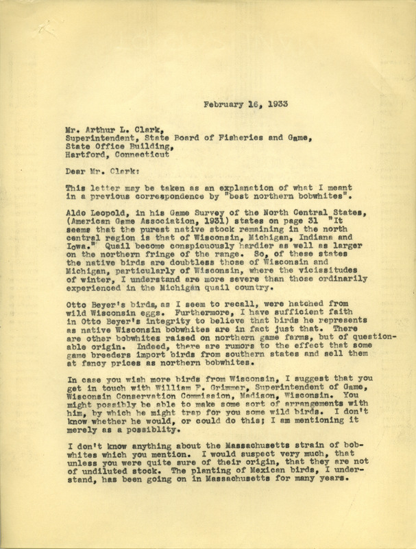 Paul L. Errington letter, February 16, 1933