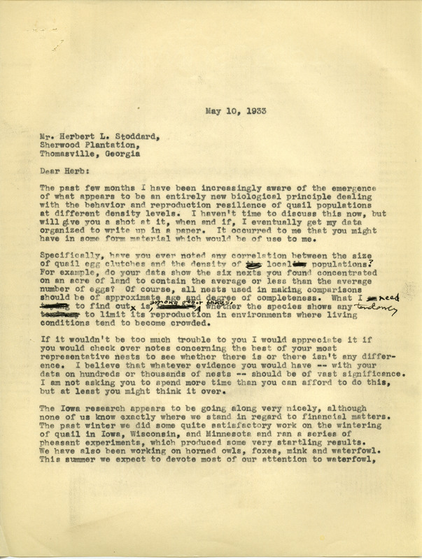 Paul L. Errington letter, May 10, 1933