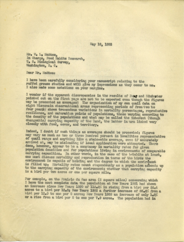 Paul L. Errington letter, May 18, 1933