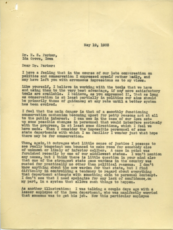 Paul L. Errington letter 1, May 19, 1933