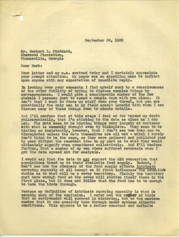 Paul L. Errington letter, September 29, 1933