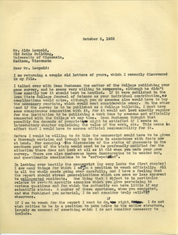 Paul L. Errington letter 2, October 5, 1933