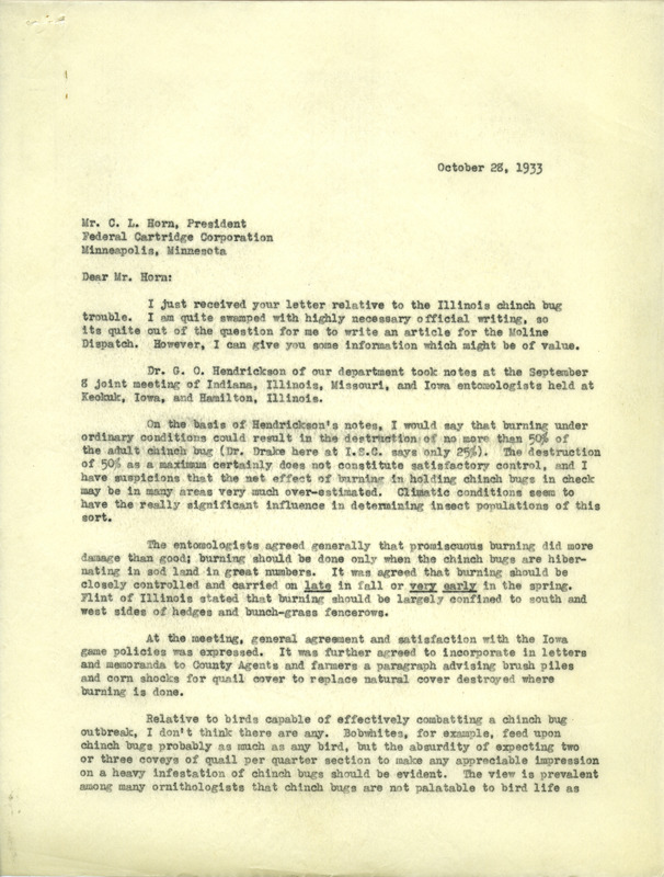 Paul L. Errington letter, October 28, 1933