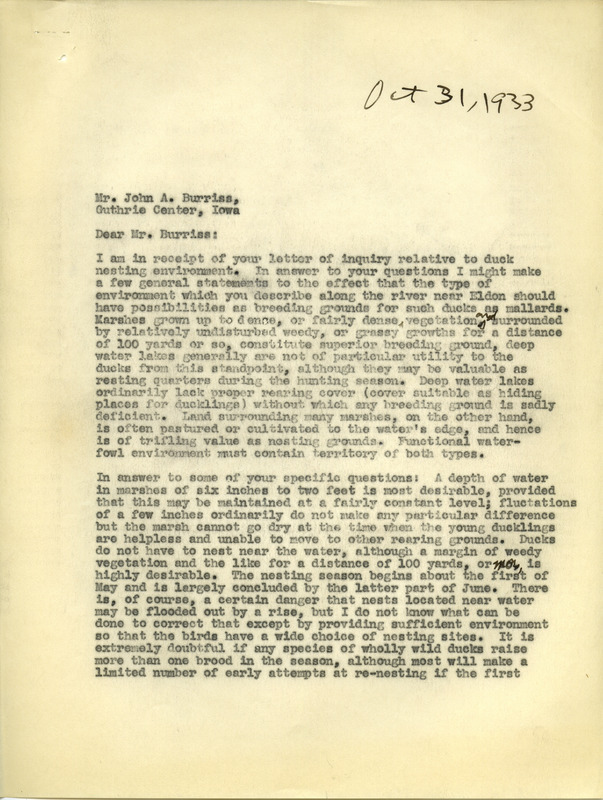 Paul L. Errington letter, October 31, 1933