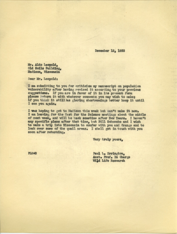 Paul L. Errington letter, December 14, 1933