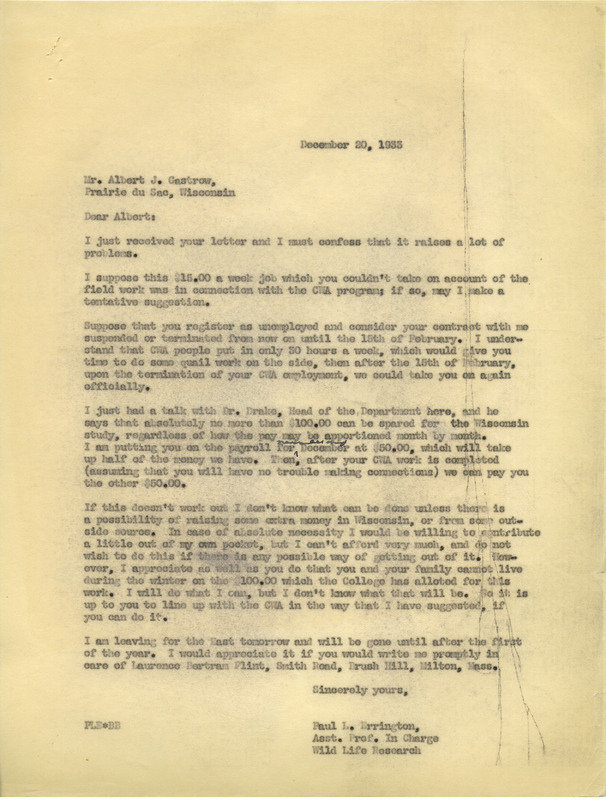 Paul L. Errington letter 2, December 20, 1933