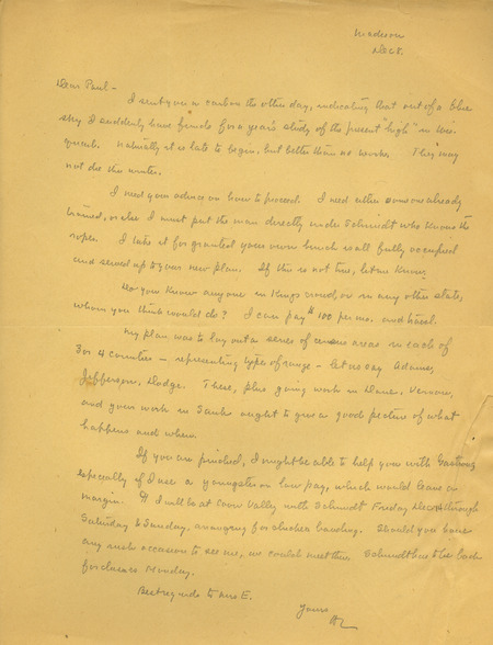 Aldo Leopold letter to Paul Errington, December 8, 1934