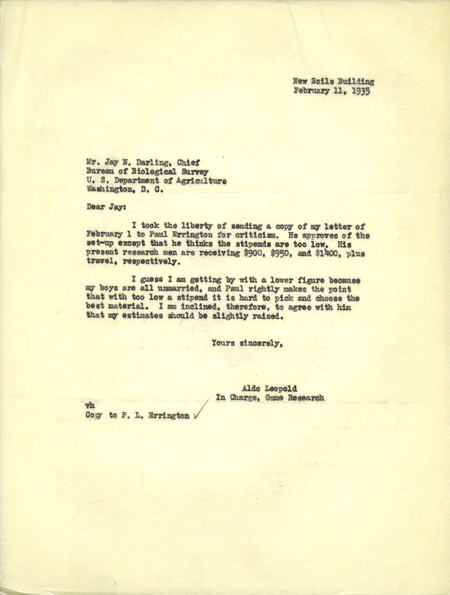 Aldo Leopold letter to Darling, February 11, 1935
