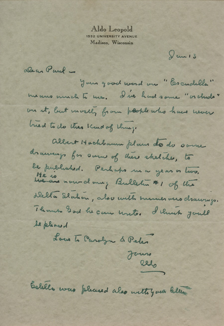 Aldo Leopold letter to Paul Errington, June 13, 1941