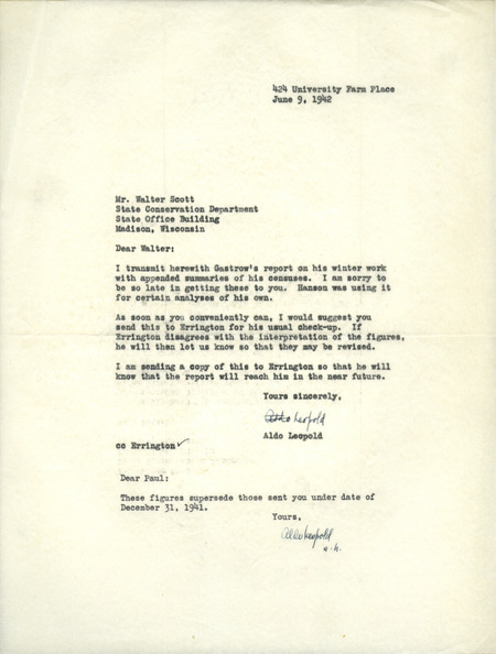 Aldo Leopold letter to Scott, June 9, 1942