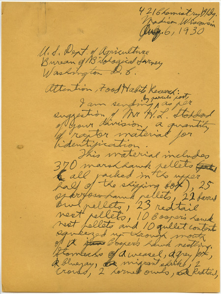 Paul L. Errington letter 1, August 6, 1930
