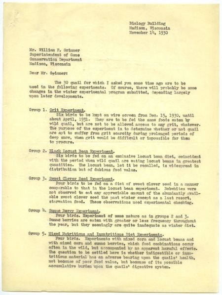 Paul L. Errington letter, November 14, 1930