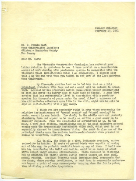 Paul L. Errington letter, February 2, 1931
