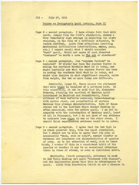 Paul L. Errington letter, July 27, 1931