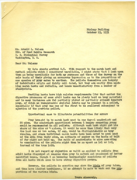 Paul L. Errington letter, October 15, 1931