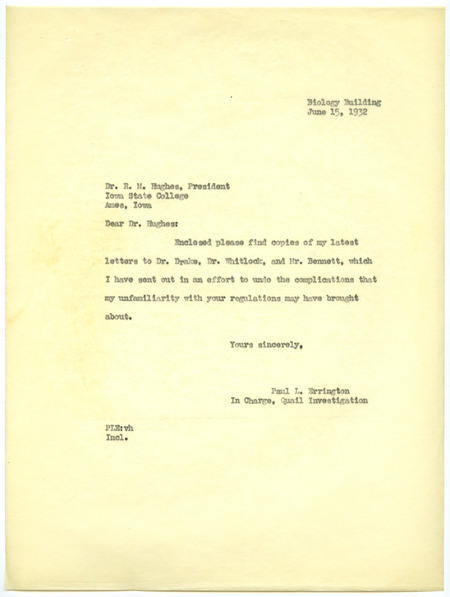 Paul L. Errington letter 3, June 15, 1932