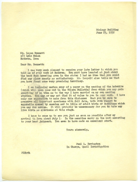 Paul L. Errington letter, June 23, 1932