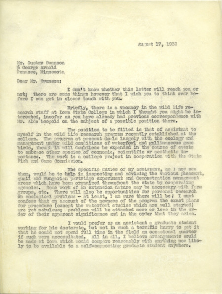 Paul L. Errington letter, August 17, 1932