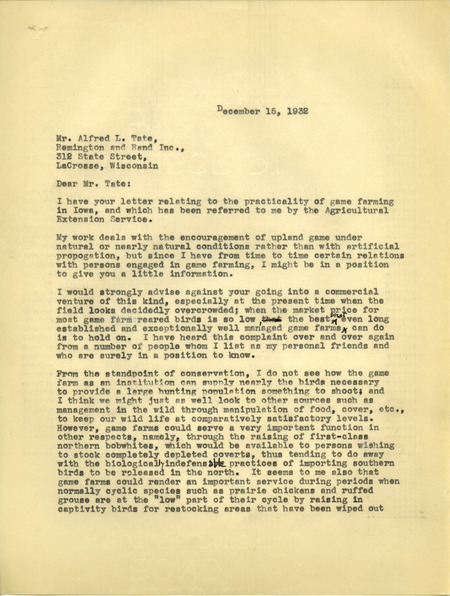 Paul L. Errington letter, December 15, 1932