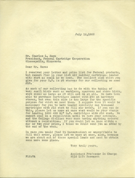 Paul L. Errington letter, July 12, 1933