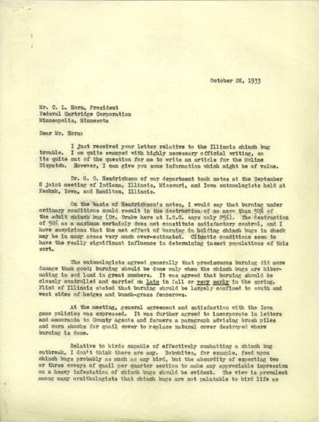 Paul L. Errington letter, October 28, 1933