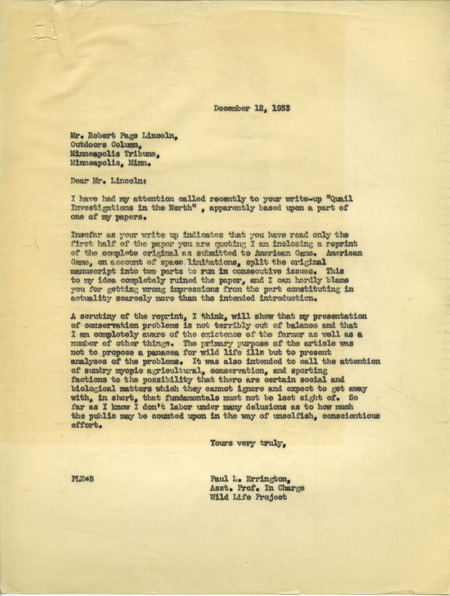 Paul L. Errington letter 2, December 12, 1933