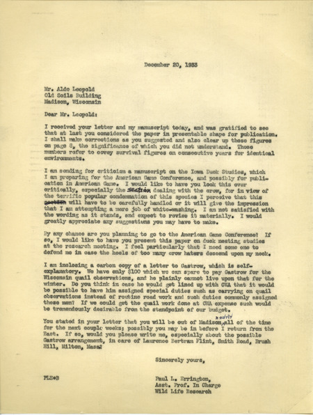 Paul L. Errington letter 3, December 20, 1933