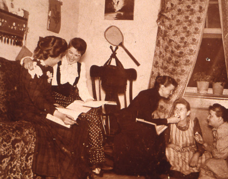 Women studying in Old Main, n.d.