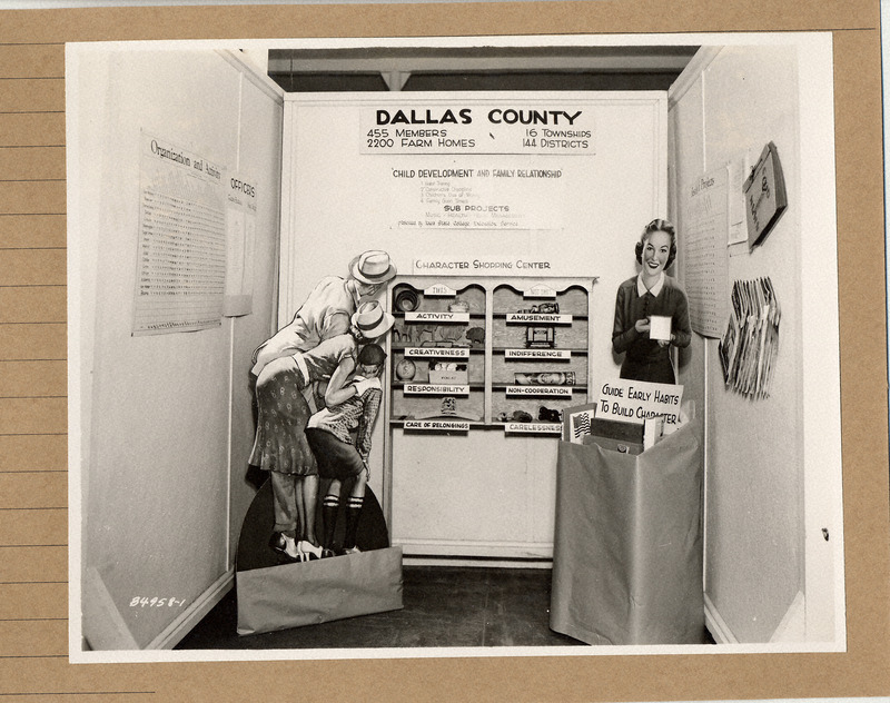 A photograph of a Child Development and Family Relationship Exhibit done by Dallas County at the Iowa State Fair.