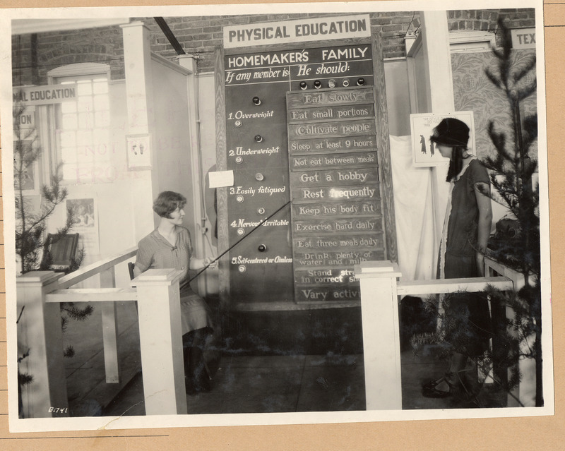 Photograph of a Physical Education Booth at the Iowa State Fair in 1925.