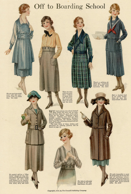 Boarding school dresses for young women (published for The Crowell Publishing Company).