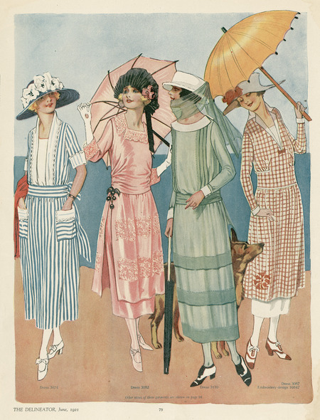 Drop waisted day dresses (published for the Delineator).