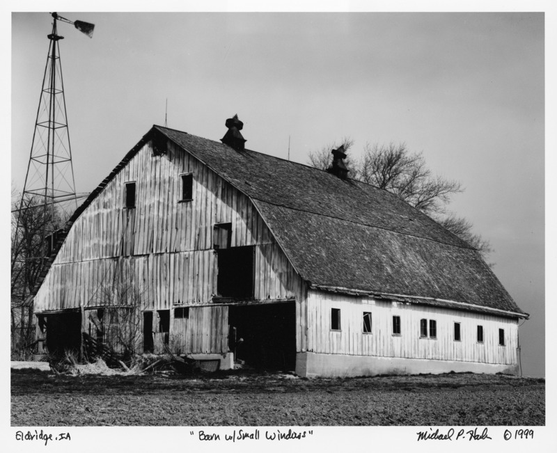 Photograph of a barn taken in Eldridge, Iowa, "Barn with Small Windows."