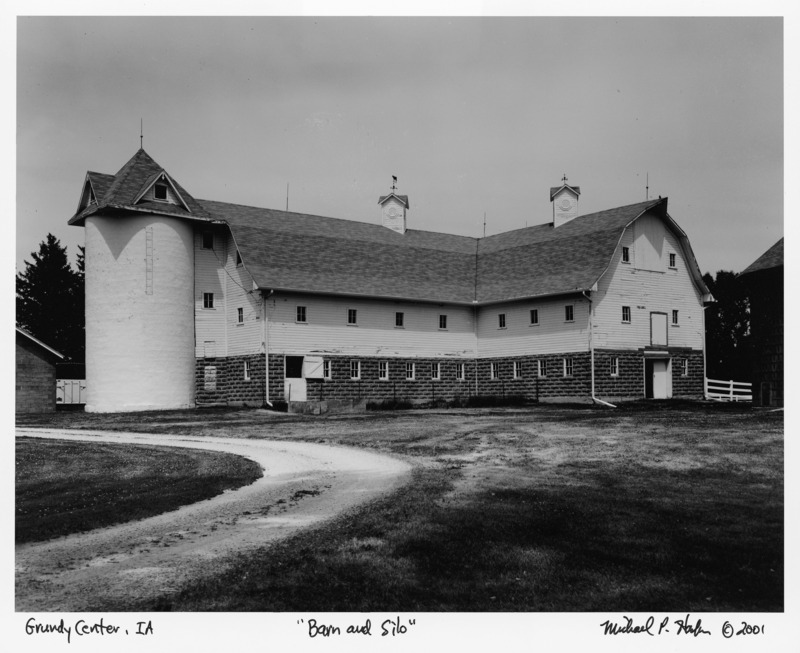 Photograph of a barn taken in Grundy Center, Iowa, "Barn and Silo."