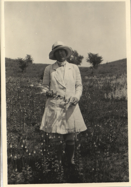 Photograph of Ada Hayden in the Iowa State University pasture in 1926.