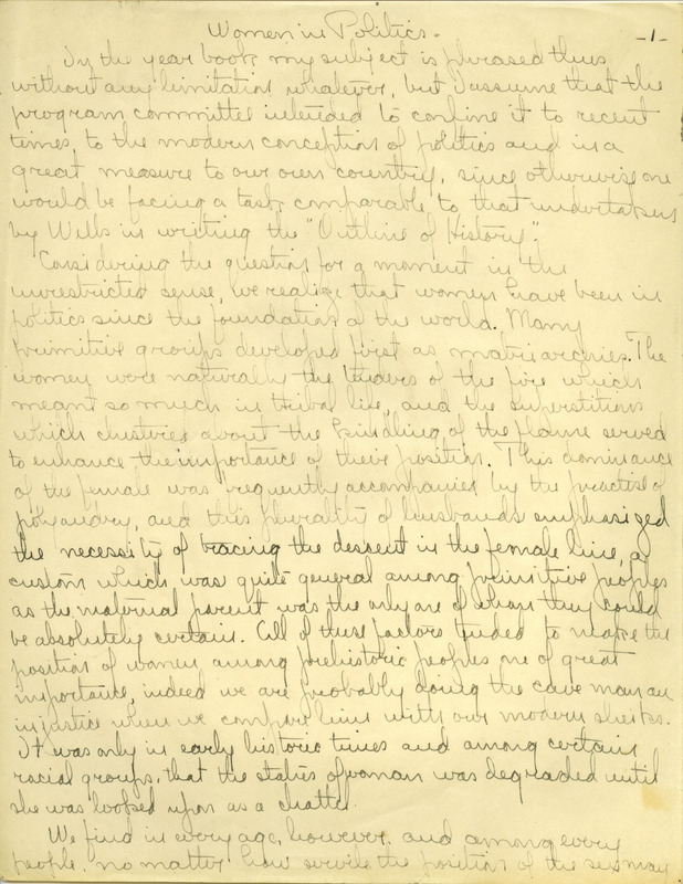 A history of women in politics and the Women's Suffrage Movement.