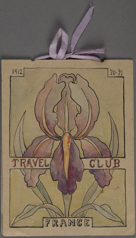 Lists officers, program committee members, and weekly program topics of the Travel Club in Webster City, Iowa, Oct. 11, 1920-Apr. 11, 1921. Mrs. R. E. Heywood was listed on the program committee. The theme for the year was France.